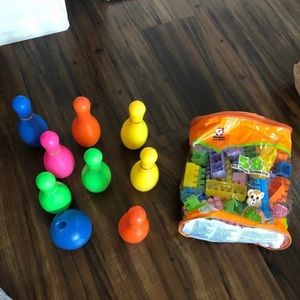 Lot Of Building Blocks & Bowling set